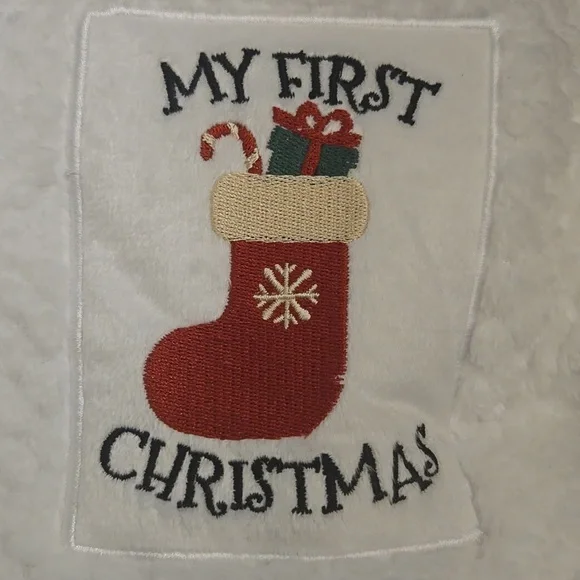 NWT--Baby's First Christmas White Blanket - Picture 2 of 4